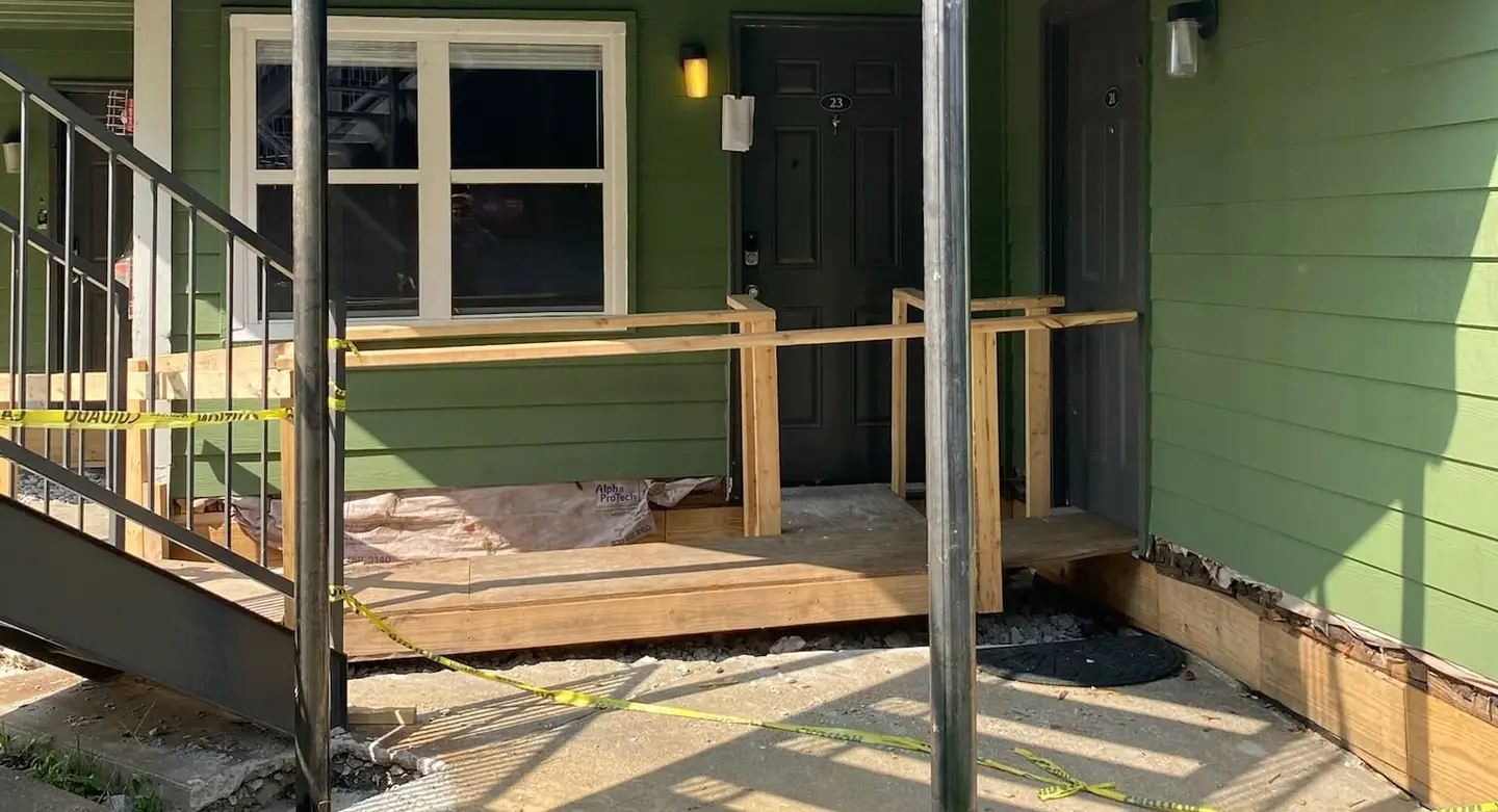 Ground Up Foundation Repair, Waterproofing and Concrete Leveling performing exterior crawl space structural repair, reinforci