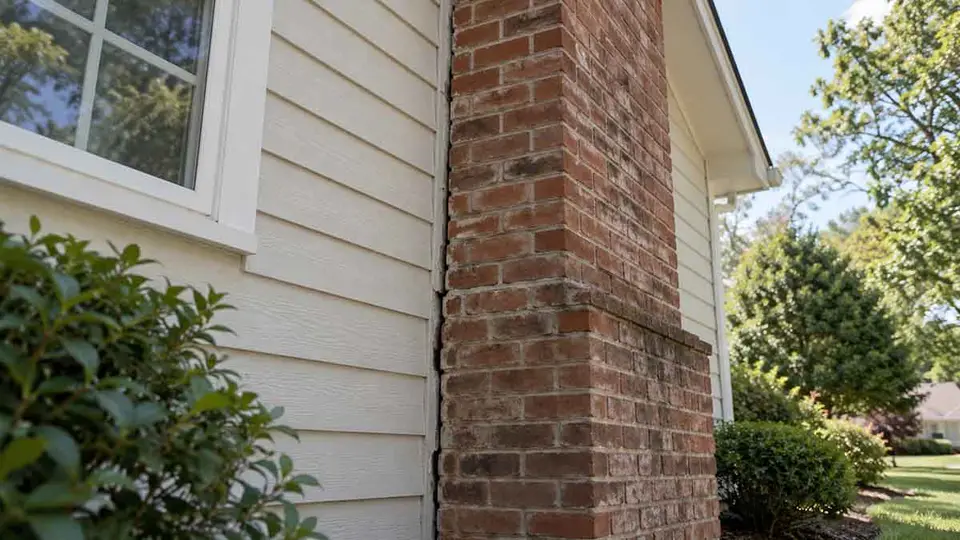 A chimney separating from the house.